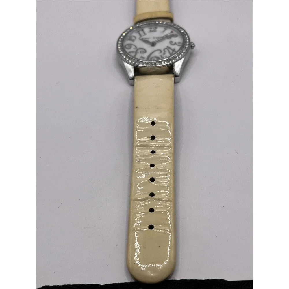 Betsey Johnson‎ Women's Rhinestone Bezel Watch Leather Band- New Battery